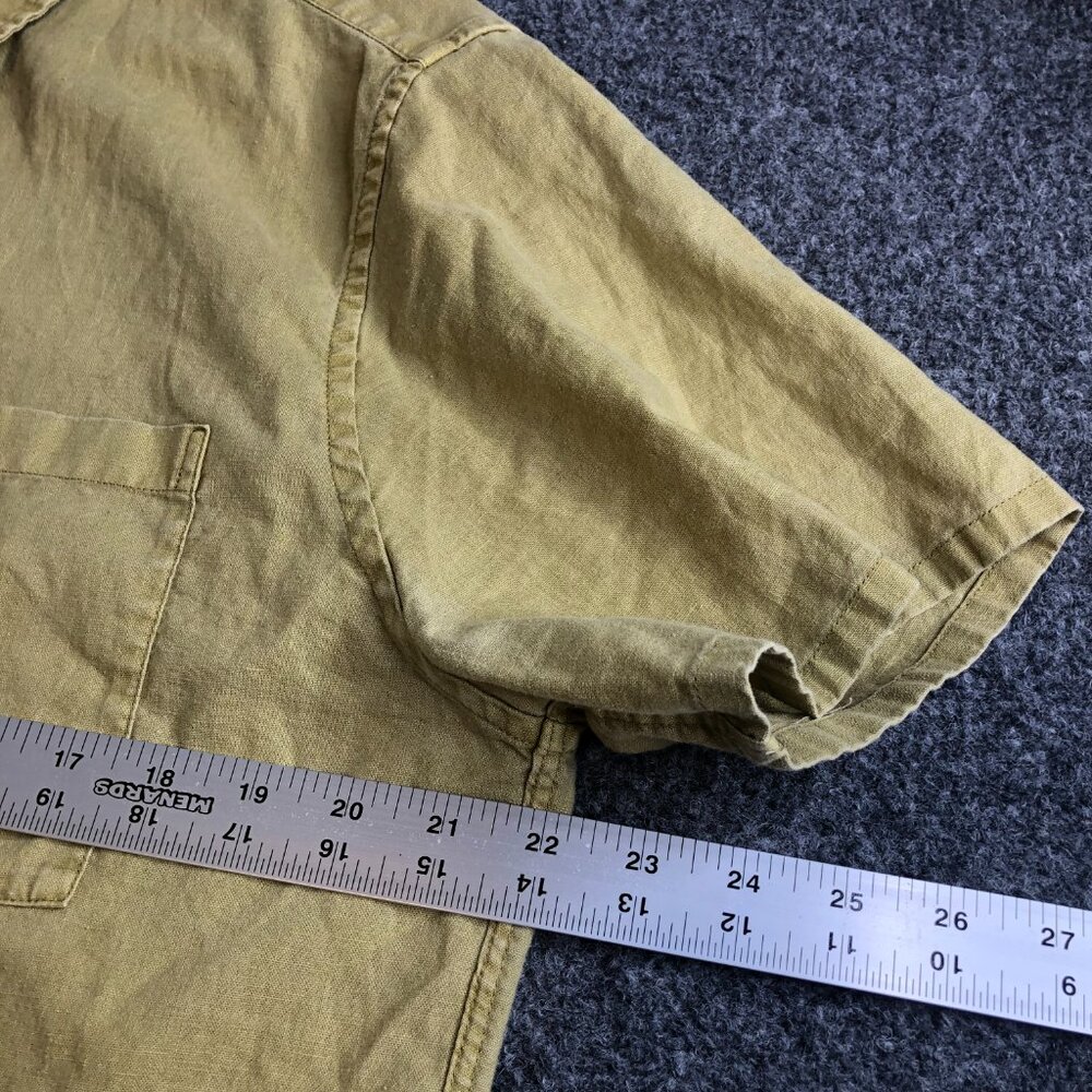 Madewell Shirt Mens Large Oatmeal Brown Linen Blend Short Sleeve Button - Picture 5 of 8